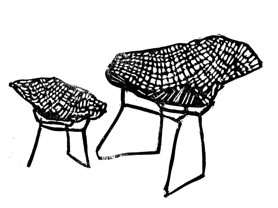 Untitled (Two Diamond Chairs), ink on paper