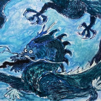 Untitled (Dragon), ink and paint on paper