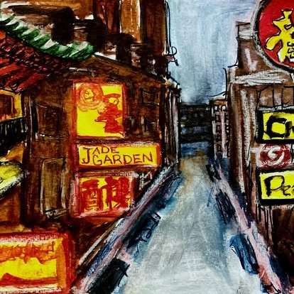 Untitled (Jade Garden, Chinatown), ink and paint on paper