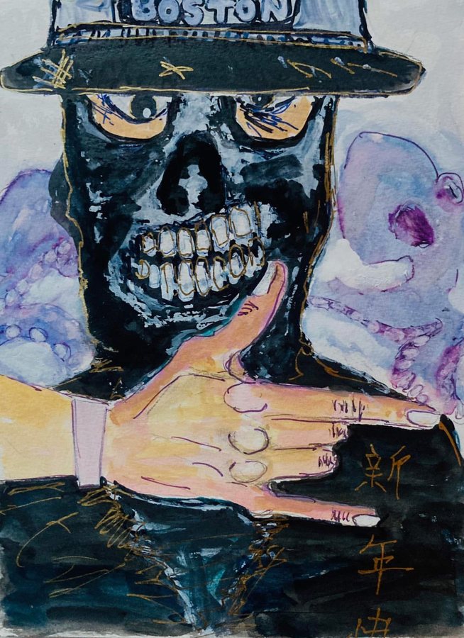 MoRukuz II, ink, watercolor and gold ink on paper