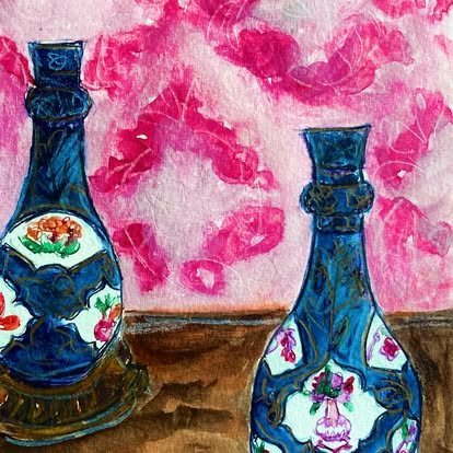 Untitled (Two Vases), ink and paint on paper